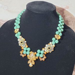 Vintage Turquoise Beads & Amber Jewels 10.5 Inch Necklace